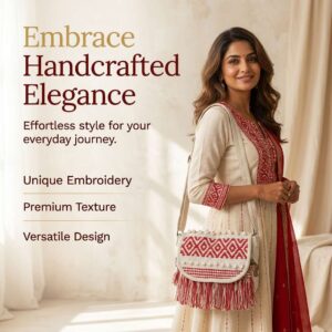 Fibre Gold Handmade Boho Embroidered Sling Bag for Women
