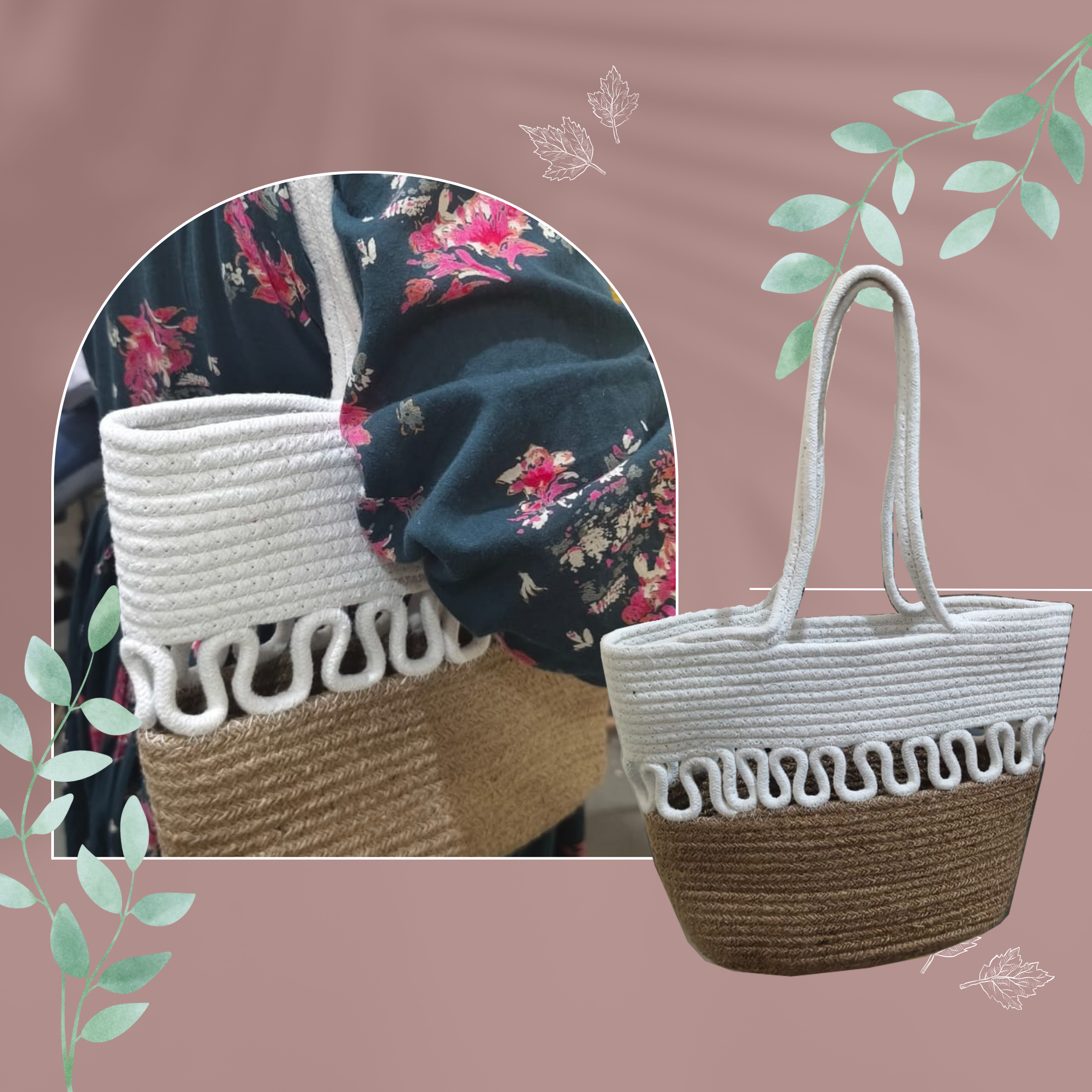 Fibre Gold Coastal Chic Cotton Rope Tote Bag for Women - Image 3