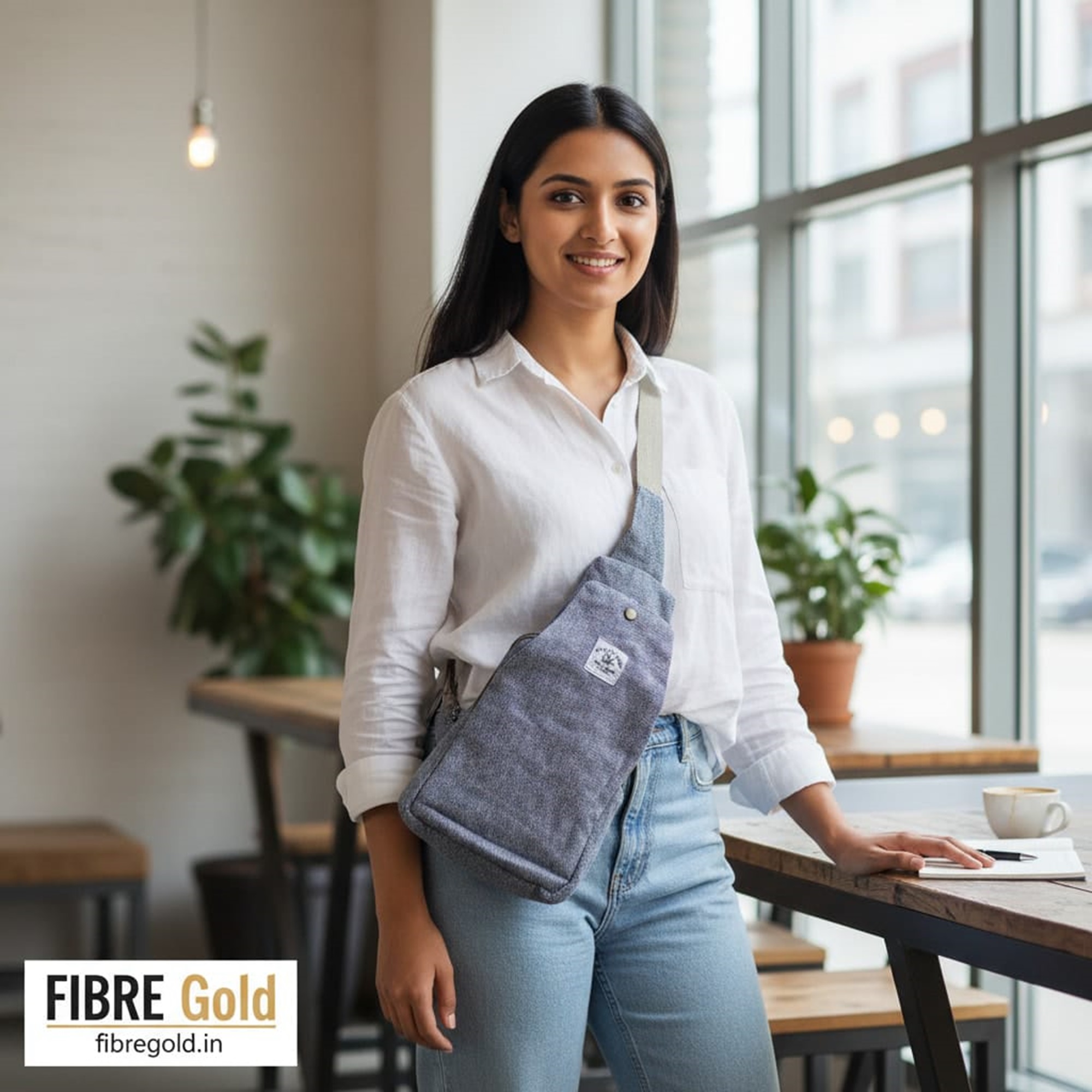 Fibre Gold Natural Hemp Sling Bag for Men & Women | Eco-Friendly Crossbody Everyday Bag - Image 2