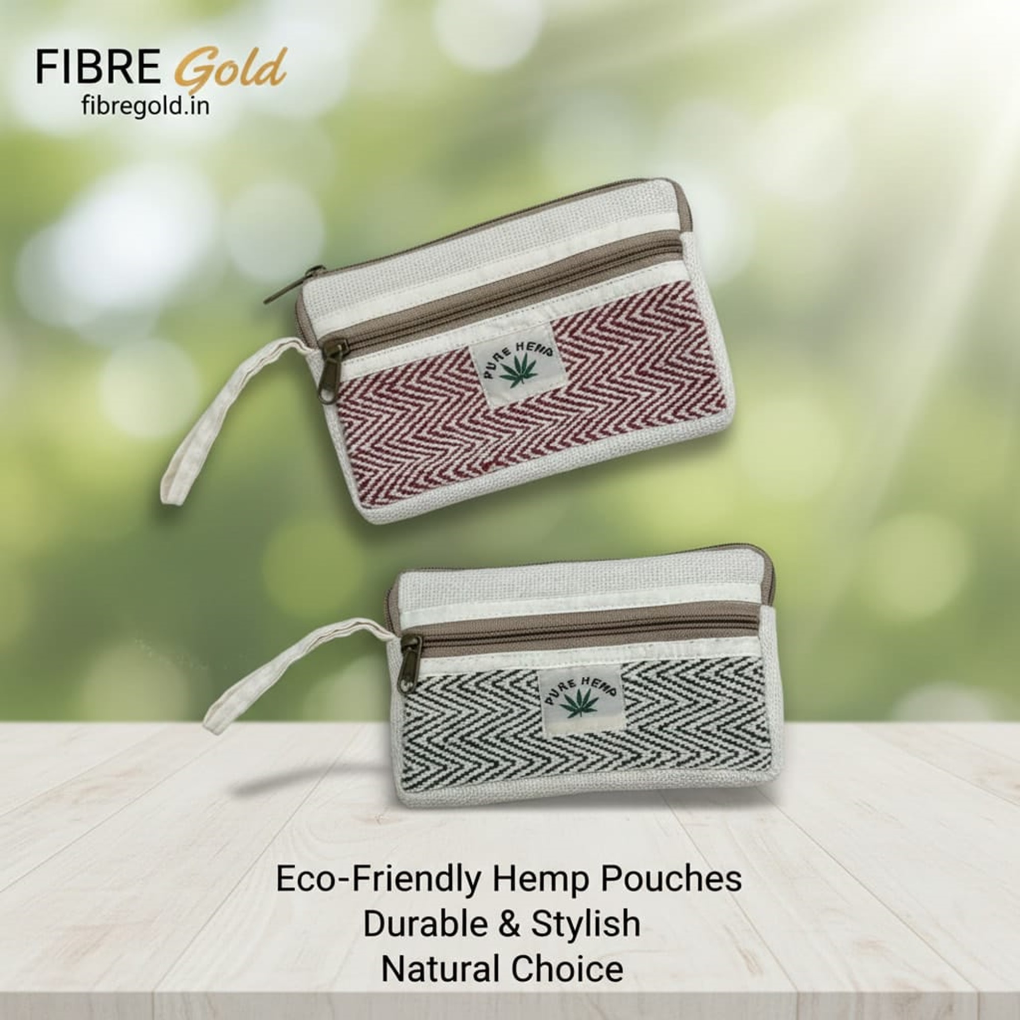 FIBERGOLD Hemp Coin Purse with Zipper Closure