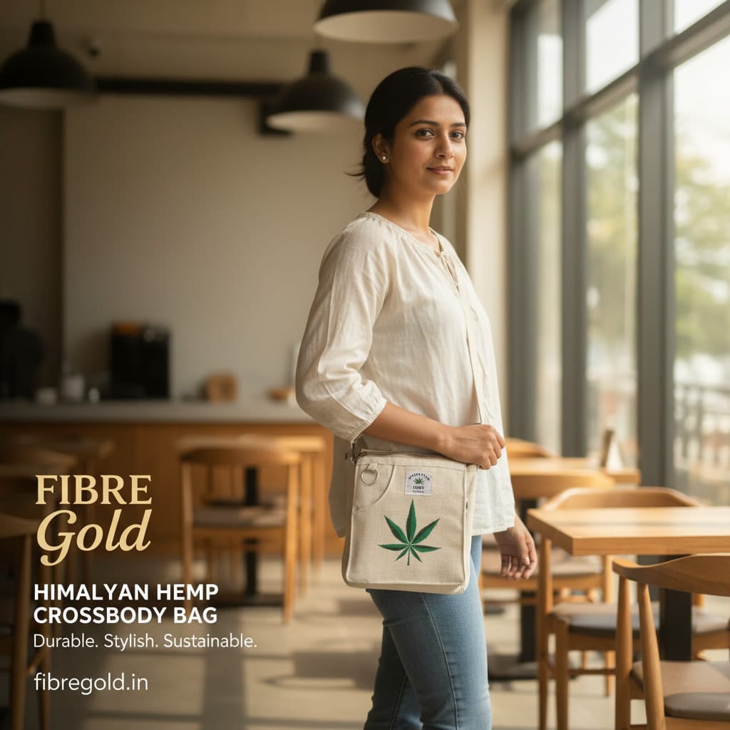 Fibre Gold Unisex Himalayan Hemp Side Bag | Eco-Friendly Hemp Crossbody Sling Bag