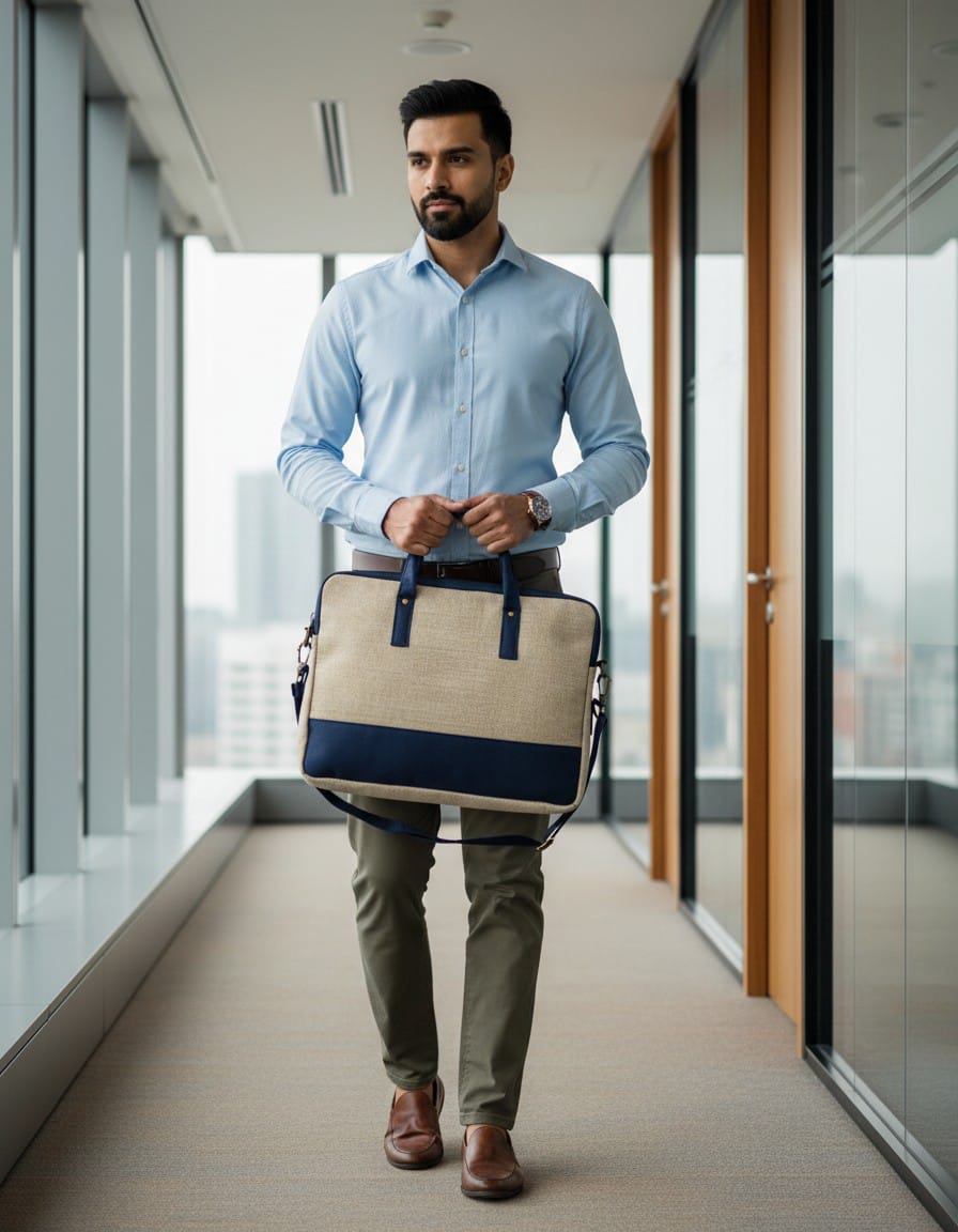 Fibre Gold Premium Jute Laptop Bag | Stylish Office Bag for Men & Women - Image 4