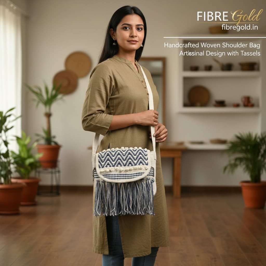 Fibre Gold Handmade Boho Embroidered Sling Bag for Women - Image 4