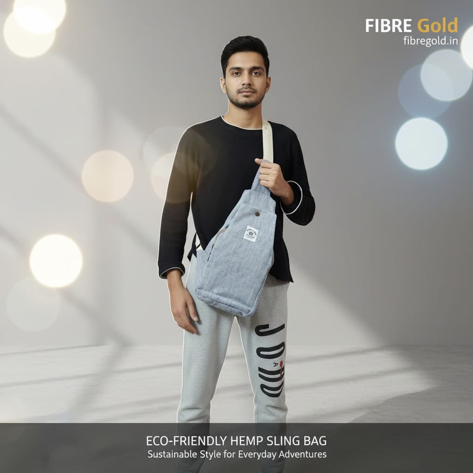 Fibre Gold Natural Hemp Sling Bag for Men & Women | Eco-Friendly Crossbody Everyday Bag - Image 4