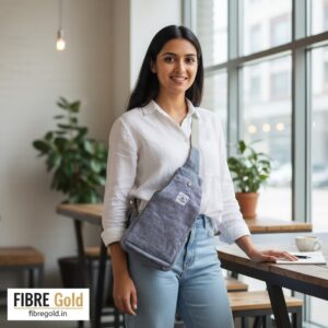 Fibre Gold Natural Hemp Sling Bag for Men & Women | Eco-Friendly Crossbody Everyday Bag