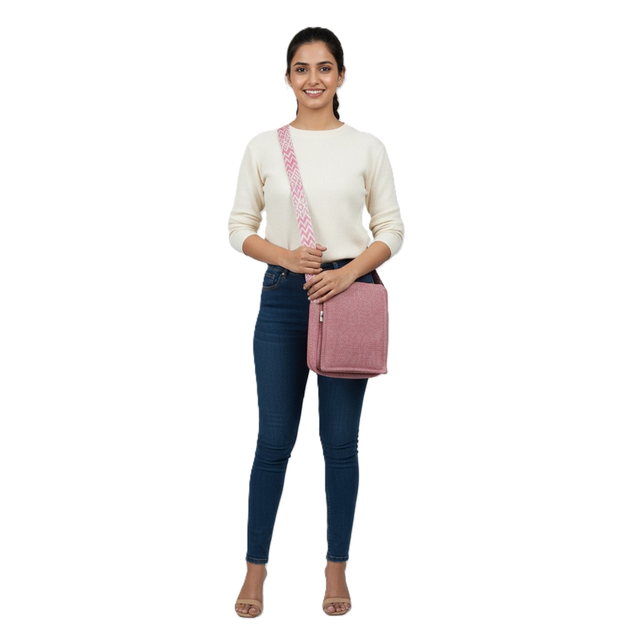 Fibre Gold Handmade Pink Hemp Sling Bag | Eco-Friendly Crossbody Shoulder Bag - Image 5
