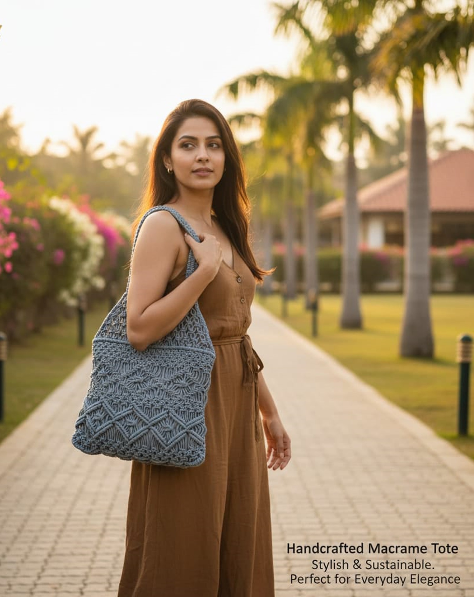 Fibre Gold Handcrafted Tote Bag for Women Grey