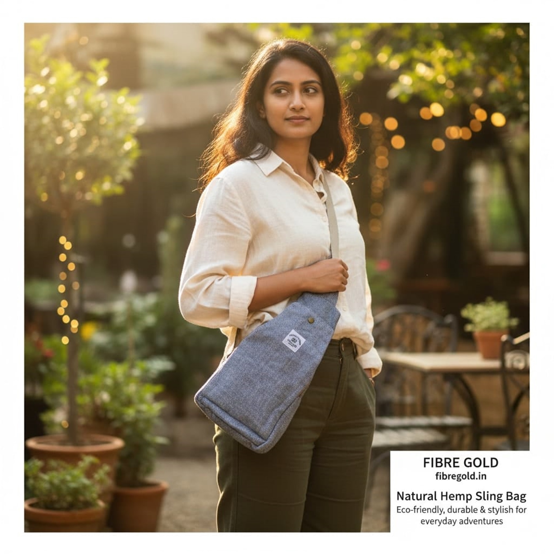 Fibre Gold Natural Hemp Sling Bag for Men & Women | Eco-Friendly Crossbody Everyday Bag - Image 5
