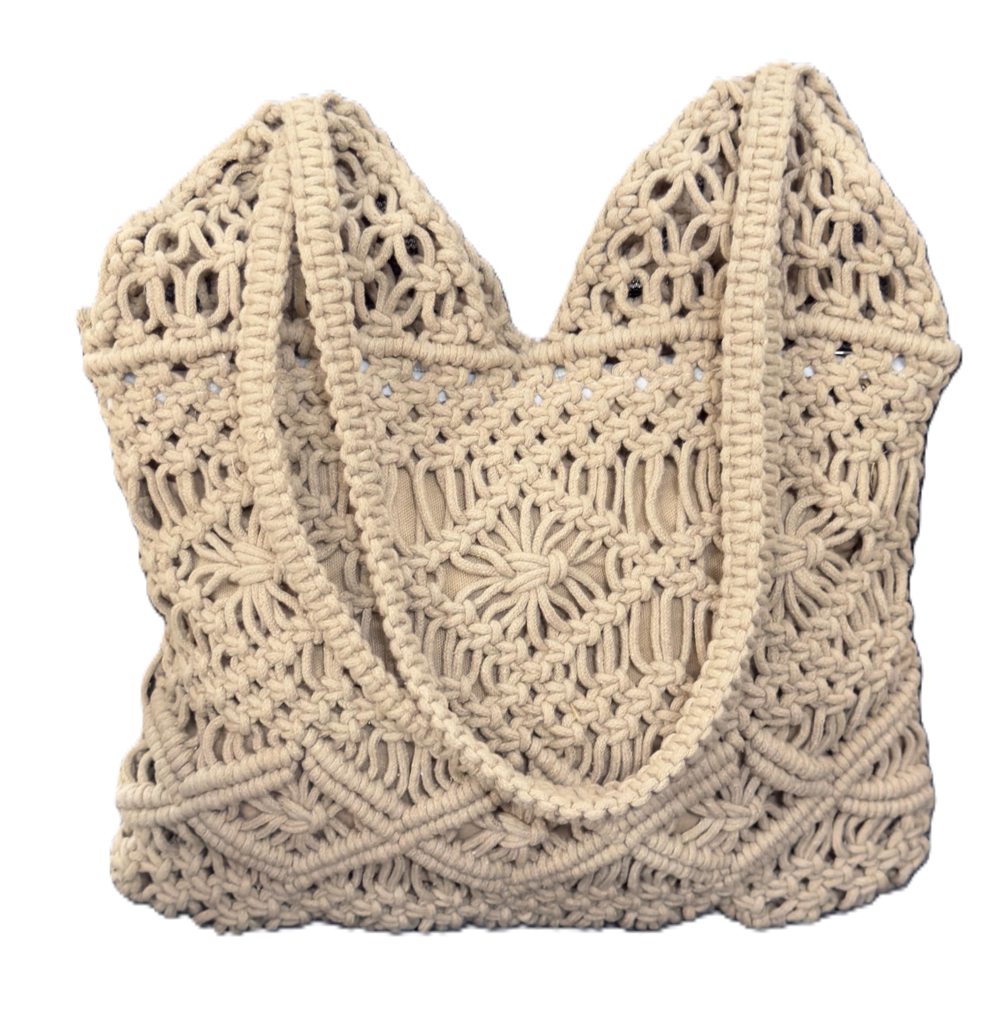 FIBERGOLD Handcrafted Tote Bag for Women Beige - Image 7